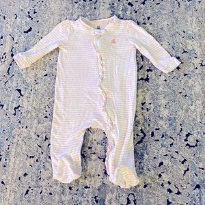 Baby Gap footie. Pink and white stripes. Size 3-6 months.
